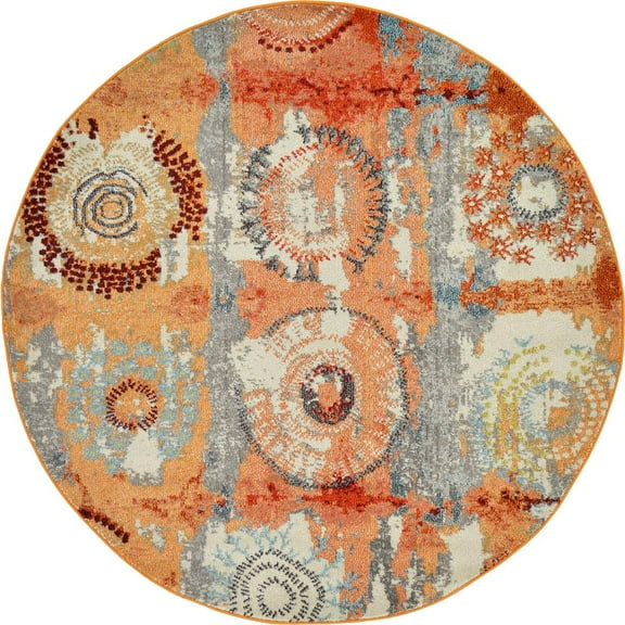 Unique Loom Sierra Estrella Rug, Orange (6' 0 x 6' 0)