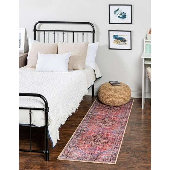 Unique Loom Timeless Collection Area Rug - Simon (2' x 8' Runner Red/Teal)