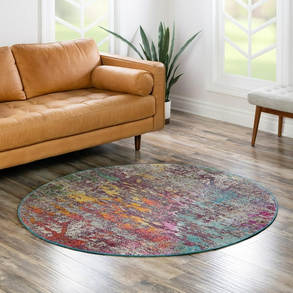 Unique Loom Starlight Collection Area Rug - Sirius (7' Round Multi/Blue)