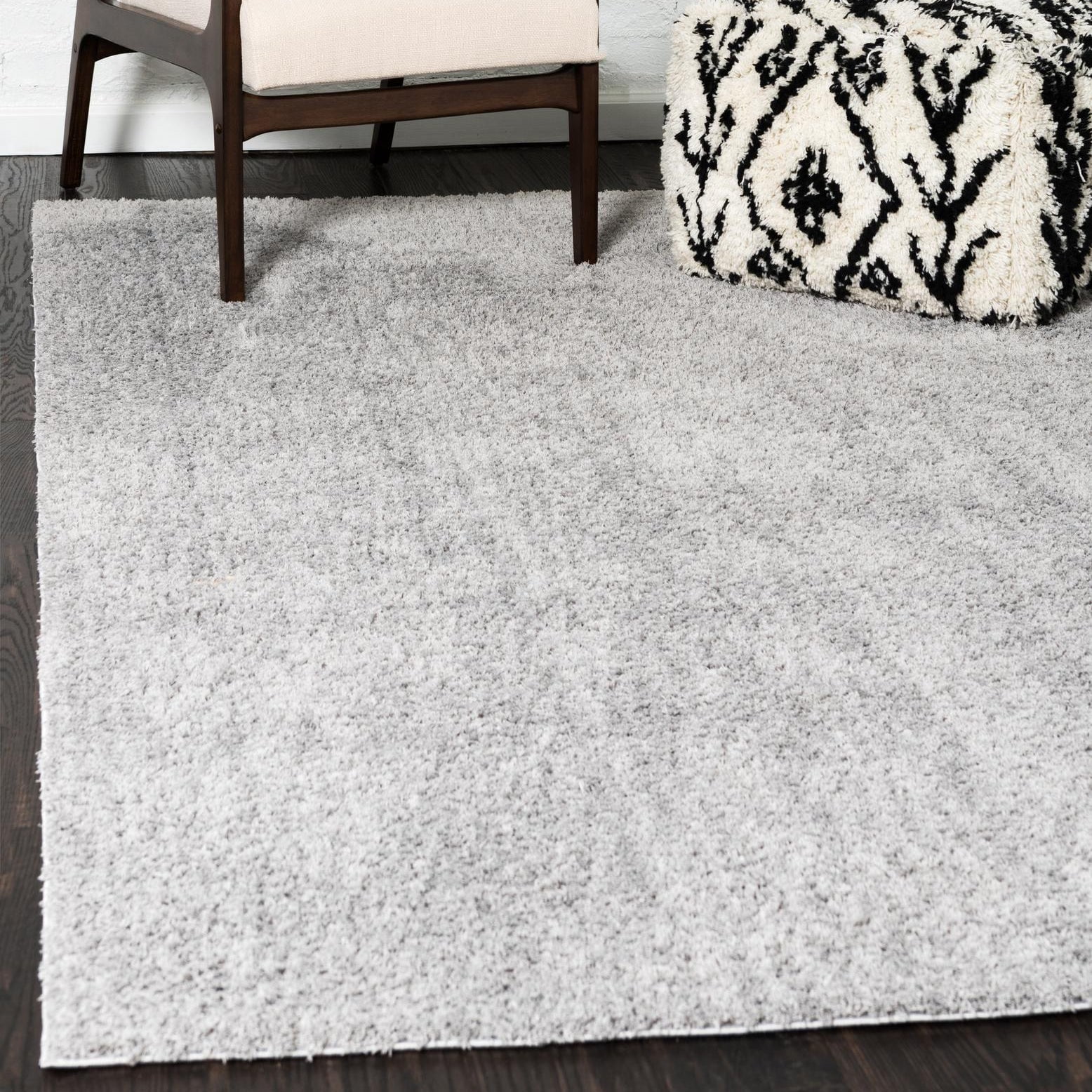 Serenity Soft Shag 4' x 6' Light Gray Rectangular Rug for Kids