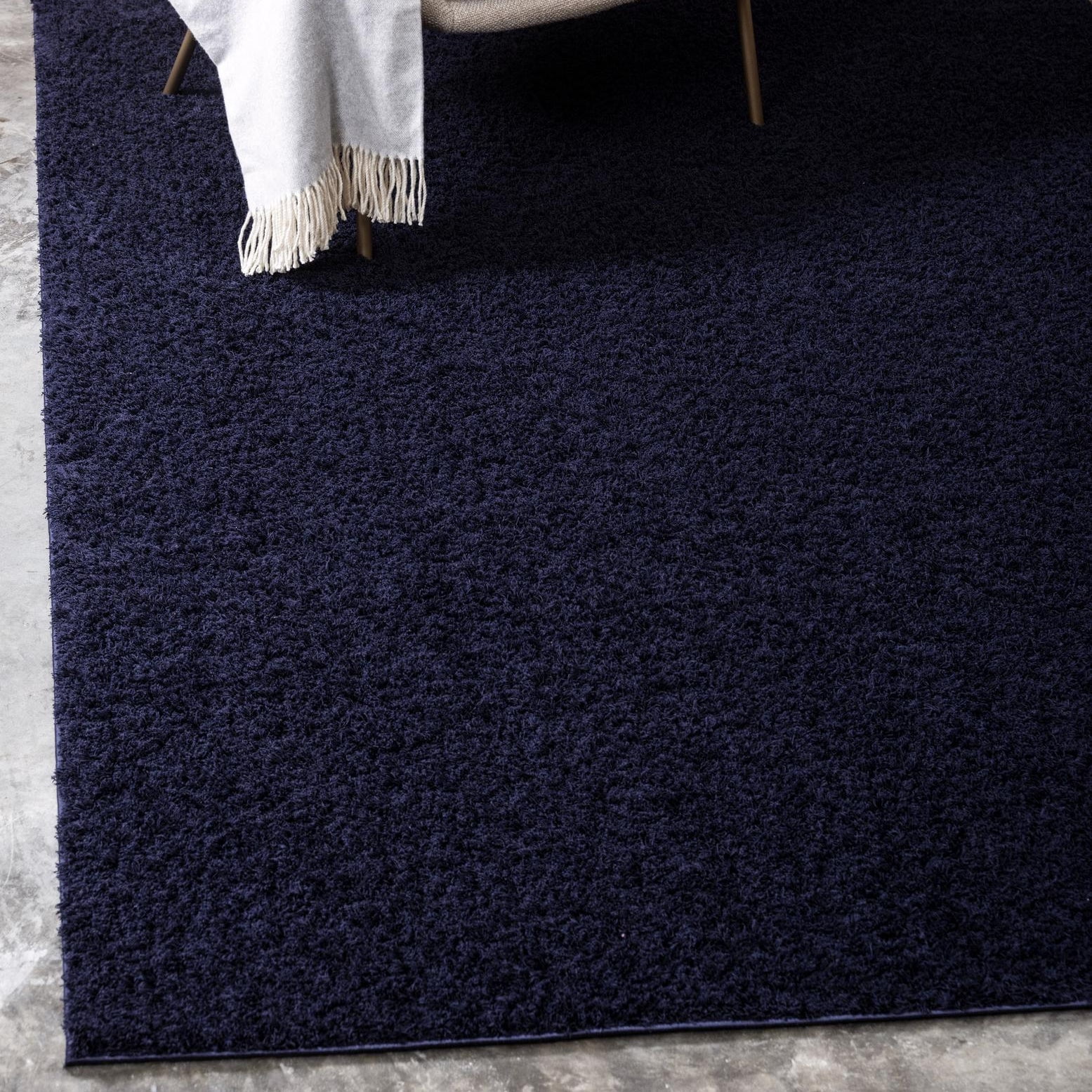 Midnight Blue Rectangular 8' x 10' Shag Rug for Kids