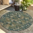 thumbnail image 1 of Unique Loom Baja Outdoor Collection Area Rug - Socarro (5' 3" Round Navy Blue/Black), 1 of 6