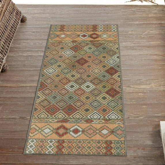 Unique Loom Baja Outdoor Collection Area Rug - Socarro (2' x 7' 10" Runner Multi/Gray)
