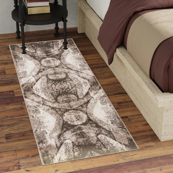 Unique Loom Sofia Collection Area Rug - Albert (3' 3" x 16' 5" Runner Brown/Ivory)