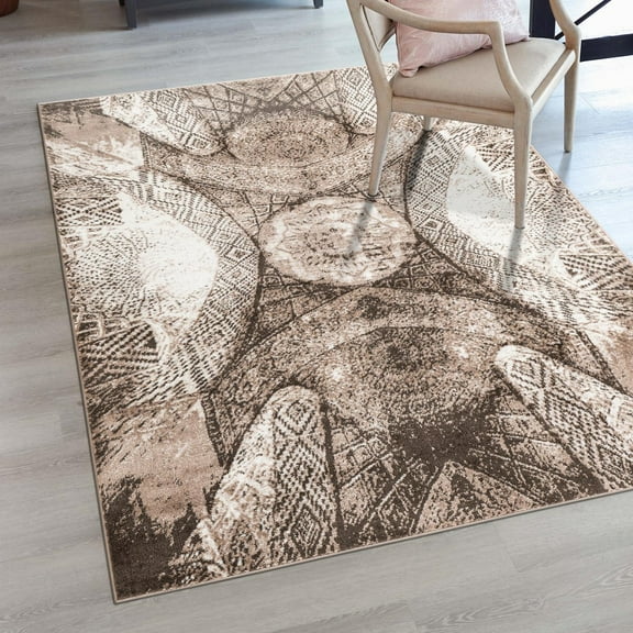 Unique Loom Sofia Collection Area Rug - Albert (3' 3" x 5' 3" Rectangle Brown/Ivory)