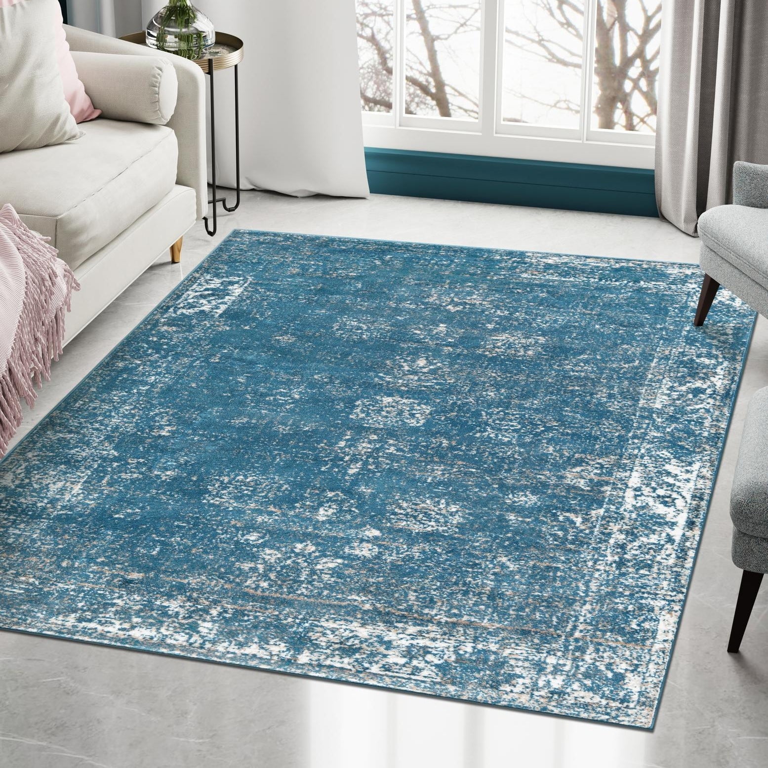 Casino Sofia Chic Blue Rectangular Indoor Rug