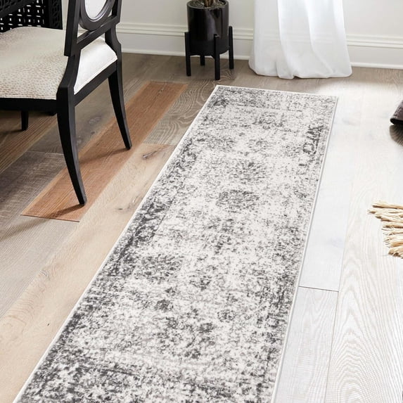 Unique Loom Sofia Collection Area Rug - Casino (2' 7" x 12' Runner Gray/Beige)