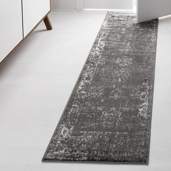 Unique Loom Sofia Collection Area Rug - Casino (2' x 3' 11" Runner Dark Gray/Ivory)