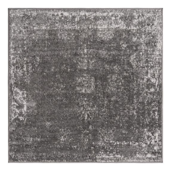 Unique Loom Sofia Collection Area Rug - Casino (3' 1" Square Dark Gray/Ivory)