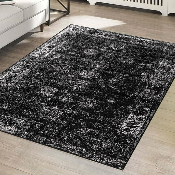 Unique Loom Sofia Collection Area Rug - Casino (5' 1" x 8' Rectangle Black/Ivory)