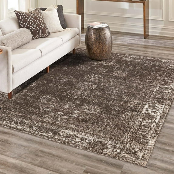 Unique Loom Sofia Collection Area Rug - Casino (7' 1" x 10' Rectangle Brown/Ivory)