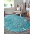 thumbnail image 1 of Unique Loom Sofia Collection Area Rug - Casino (7' 10" x 10' Oval Turquoise/Ivory), 1 of 11