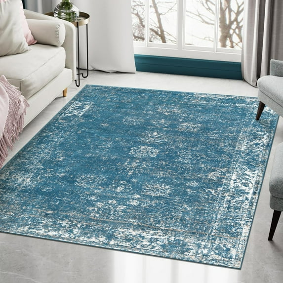 Unique Loom Sofia Collection Area Rug - Casino (7' 10" x 11' Rectangle Blue/Ivory)