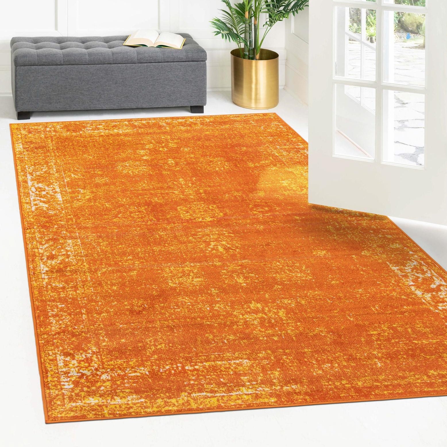 Casino Sofia Vintage Orange Rectangular Area Rug