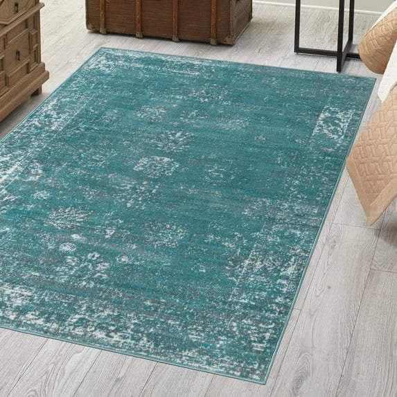 Unique Loom Sofia Collection Area Rug - Casino (8' x 10' Rectangle Turquoise/Ivory)