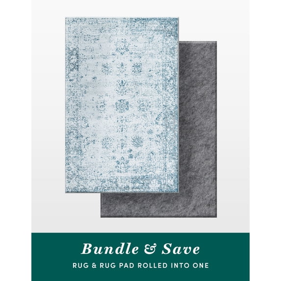 Unique Loom Sofia Collection Area Rug - Casino Bundle (6' 1" x 9' Rectangle Light Blue/Ivory)