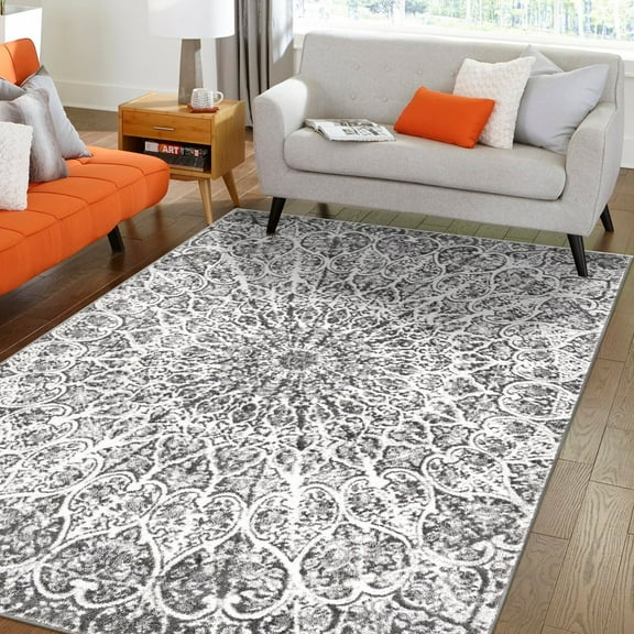 Unique Loom Sofia Collection Area Rug - Grace (2' 2" x 3' 1" Rectangle Dark Gray/Gray)