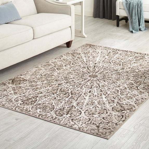 Unique Loom Sofia Collection Area Rug - Grace (6' x 9' Rectangle Brown/Ivory)