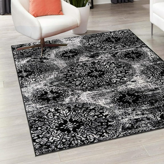 Unique Loom Sofia Collection Area Rug - Grand (2' 2" x 3' 1" Rectangle Black/Ivory)