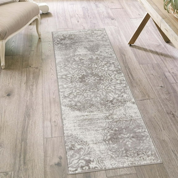 Unique Loom Sofia Collection Area Rug - Grand (2' x 3' 11" Runner Light Gray/Ivory)