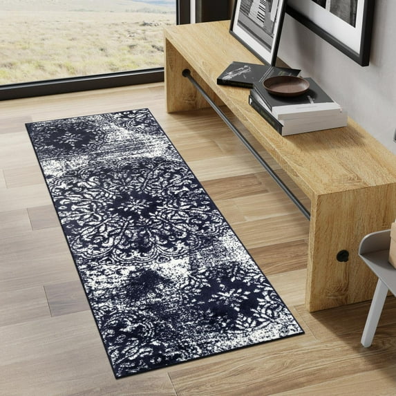 Unique Loom Sofia Collection Area Rug - Grand (2' x 9' 10" Runner Navy Blue/Ivory)