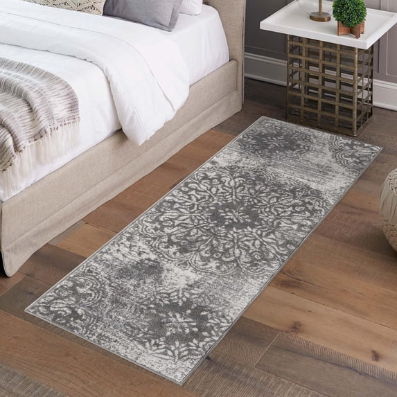 Unique Loom Sofia Collection Area Rug - Grand (3' 3" x 19' 8" Runner Gray/Ivory)