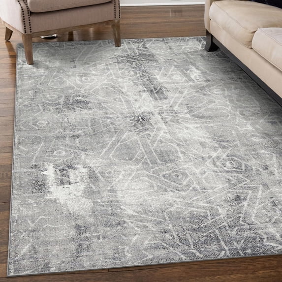 Unique Loom Sofia Collection Area Rug - Rainier (3' 3" x 5' 3" Rectangle Dark Gray/Gray)