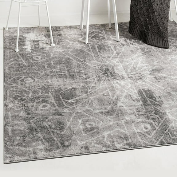 Unique Loom Sofia Collection Area Rug - Rainier (6' 1" Square Dark Gray/Gray)