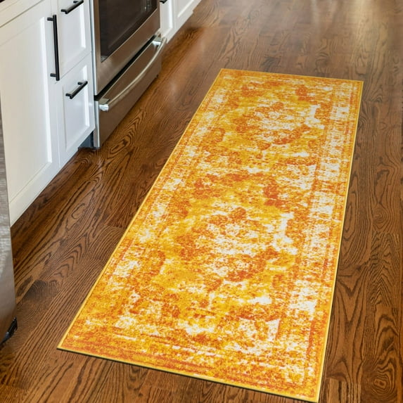 Unique Loom Sofia Collection Area Rug - Salle Garnier (2' x 6' 7" Runner Orange/Yellow)