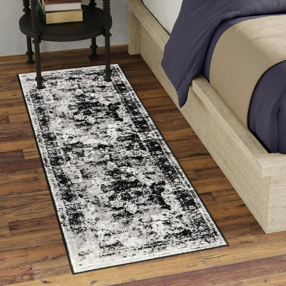 Unique Loom Sofia Collection Area Rug - Salle Garnier (3' 3" x 16' 5" Runner Black/Ivory)