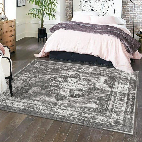 Unique Loom Sofia Collection Area Rug - Salle Garnier (6' 1" Square Gray/Ivory)