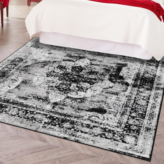 Unique Loom Sofia Collection Area Rug - Salle Garnier (8' Square Black/Ivory)