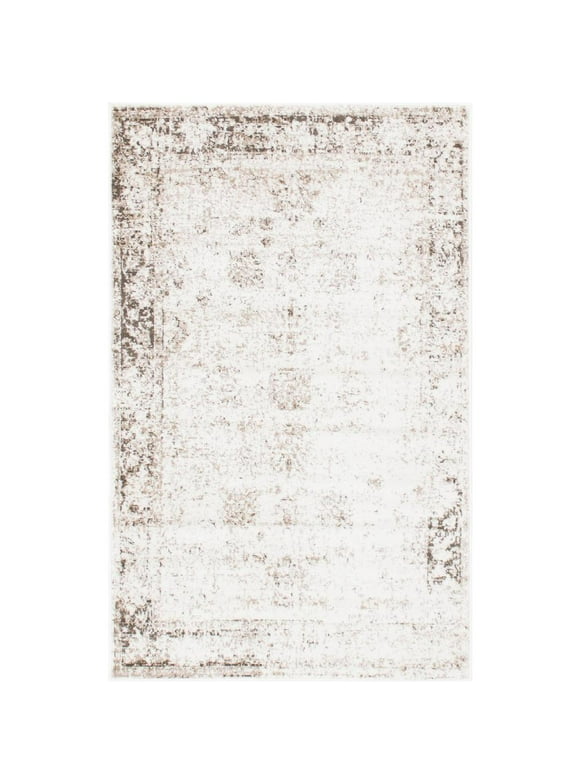Unique Loom Sofia Distressed Modern Area Rugs, Ivory/Off-White/Brown, 3' 3 x 5' 3