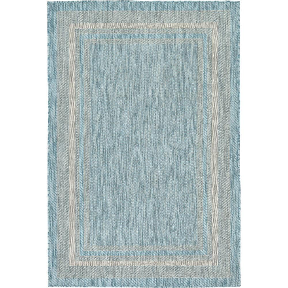 Aquamarine Elegance 4' x 6' Flat Woven Outdoor Rug