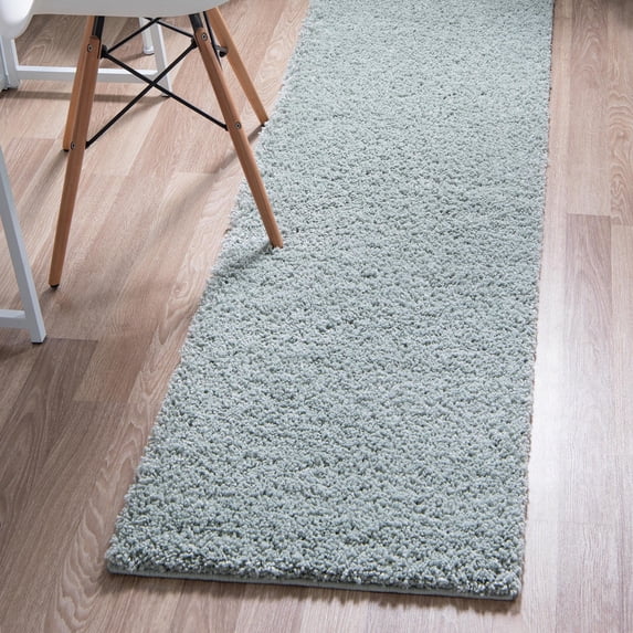 Unique Loom Soft Solid Shag Collection Area Rug - Aras (2' 7" x 10' Runner Sage Green)