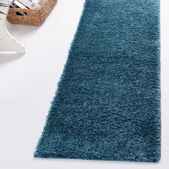 Unique Loom Soft Solid Shag Collection Area Rug - Aras (2' 7" x 13' 1" Runner Turquoise)