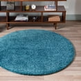 thumbnail image 1 of Unique Loom Soft Solid Shag Collection Area Rug - Aras (3' 3" Round Turquoise), 1 of 6