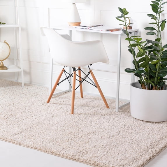 Unique Loom Soft Solid Shag Collection Area Rug - Aras (7' 1" x 10' Rectangle Oatmeal Beige)