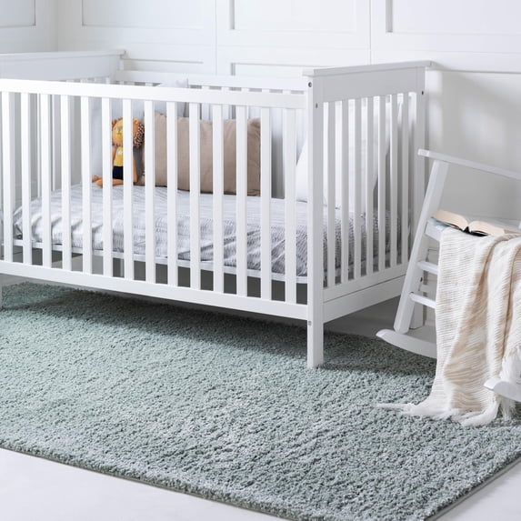 Unique Loom Soft Solid Shag Collection Area Rug - Aras (8' x 11' Rectangle Sage Green)