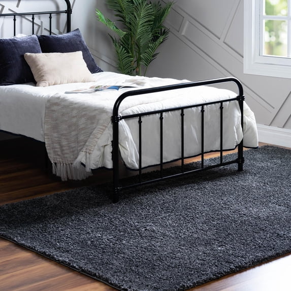Unique Loom Soft Solid Shag Collection Area Rug - Aras (9' x 12' 2" Rectangle Smoke Gray)