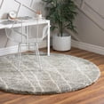 thumbnail image 1 of Unique Loom Soft Touch Shag Collection Area Rug - Dora (4' 1" Round Cloud Gray/Ivory), 1 of 7