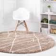thumbnail image 1 of Unique Loom Soft Touch Shag Collection Area Rug - Dora (4' 1" Round Khaki/Ivory), 1 of 7