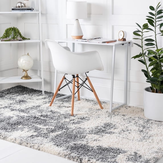 Unique Loom Soft Touch Shag Collection Area Rug - Kofi (7' 1" x 10' Rectangle Smoke Gray/Ivory)