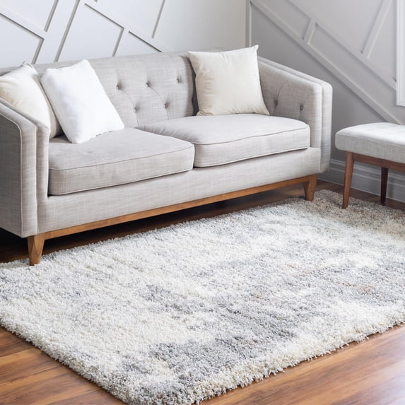 Unique Loom Soft Touch Shag Collection Area Rug - Kofi (9' 10" x 13' Rectangle Khaki/Ivory)