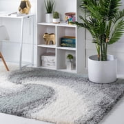 Unique Loom Soft Touch Shag Collection Area Rug - Selin (2' x 2' 11" Rectangle Sage Green/Gray)