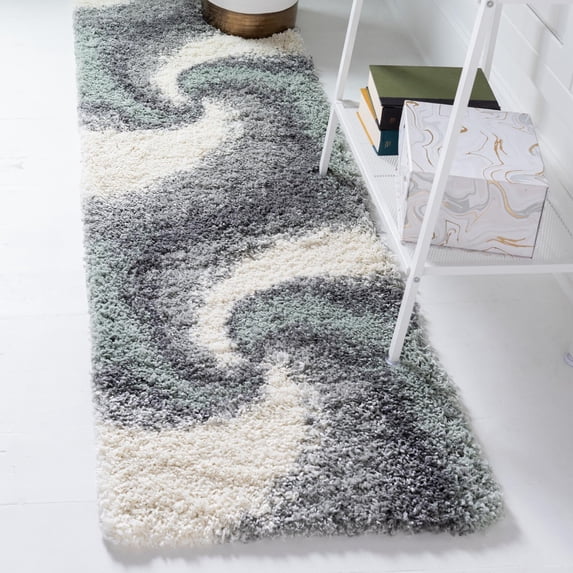 Unique Loom Soft Touch Shag Collection Area Rug - Selin (2' x 6' 7" Runner Sage Green/Gray)