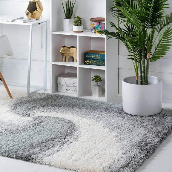 Unique Loom Soft Touch Shag Collection Area Rug - Selin (9' x 12' 2" Rectangle Sage Green/Gray)