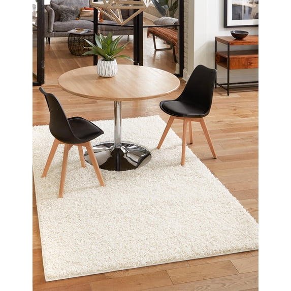 Unique Loom Solace Comfort Solid Shag Rug ,Rectangle,9' 10" x 13' 11" Snow White Shag Solid Living Room Bed Room Dining Room