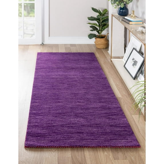 Unique Loom Solid Gava Collection Area Rug - Solid Gava (2' 7" x 16' 5" Runner Purple)