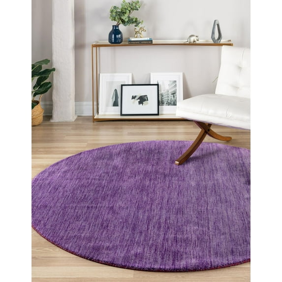 Unique Loom Solid Gava Collection Area Rug - Solid Gava (9' 10" Round Purple)